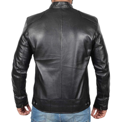 Dodge Tall Men's Black Cafe Racer Leather Jacket