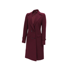Doris Women's Double Breasted Maroon Wool Coat