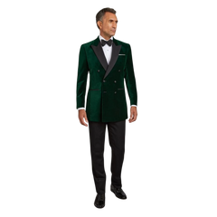 Elvis Men's Double Breasted Green Velvet Tuxedo - 2 Piece Suit for Prom