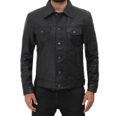 Fernando Black Leather Trucker Jacket