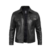 Fernando Black Leather Trucker Jacket