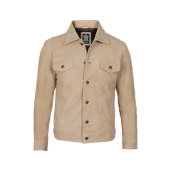 Fernando Men's Camel Suede Trucker Jacket