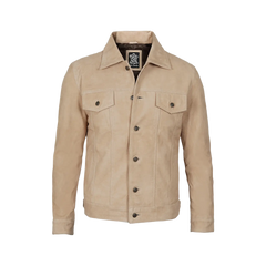 Fernando Men's Camel Suede Trucker Jacket
