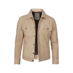 Fernando Men's Camel Suede Trucker Jacket