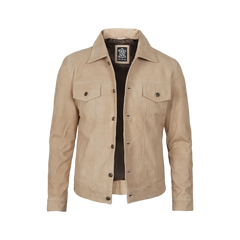 Fernando Men's Camel Suede Trucker Jacket
