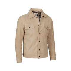 Fernando Men's Camel Suede Trucker Jacket