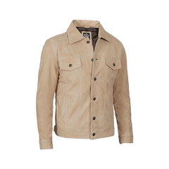 Fernando Men's Camel Suede Trucker Jacket