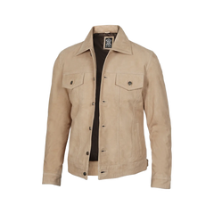 Fernando Men's Camel Suede Trucker Jacket