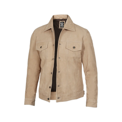 Fernando Men's Camel Suede Trucker Jacket