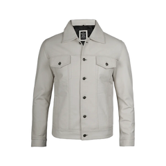Fernando Men's Off White Real Leather Jacket
