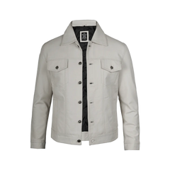 Fernando Men's Off White Real Leather Jacket