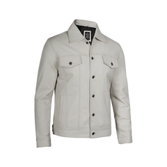 Fernando Men's Off White Real Leather Jacket