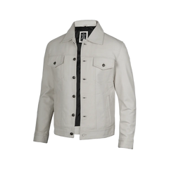 Fernando Men's Off White Real Leather Jacket