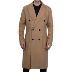 Fredrick Men's Double Breasted Beige Wool Coat Men
