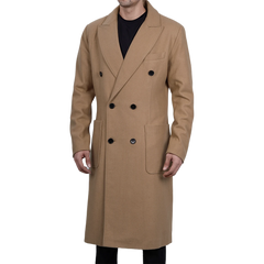 Fredrick Men's Double Breasted Beige Wool Coat Men