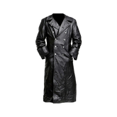 German Classic Army Officer Military For Men WW2 Trench Coat Real Leather Jacket