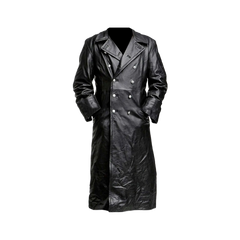 German Classic Army Officer Military For Men WW2 Trench Coat Real Leather Jacket