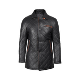 Glen Men's Black Diamond Quilted Leather Car Coat