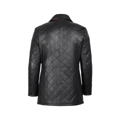 Glen Men's Black Diamond Quilted Leather Car Coat
