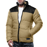 Henry Men's Black and Beige Puffer Jacket - Lightweight Outerwear