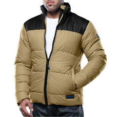 Henry Men's Black and Beige Puffer Jacket - Lightweight Outerwear