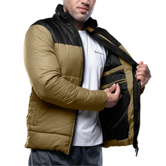 Henry Men's Black and Beige Puffer Jacket - Lightweight Outerwear
