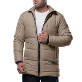 Herman Men's Beige 3/4 Length Down Puffer Jacket – Winter Insulated Coat