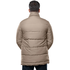 Herman Men's Beige 3/4 Length Down Puffer Jacket – Winter Insulated Coat