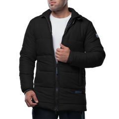 Herman Men's Black 3/4 Length Down Puffer Jacket – Winter Insulated Coat