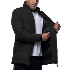 Herman Men's Black 3/4 Length Down Puffer Jacket – Winter Insulated Coat