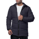 Herman Men's Dark Gray 3/4 Length Puffer Jacket – Winter Insulated Coat
