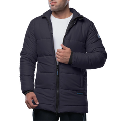 Herman Men's Dark Gray 3/4 Length Puffer Jacket – Winter Insulated Coat