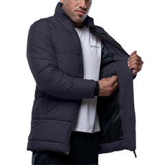 Herman Men's Dark Gray 3/4 Length Puffer Jacket – Winter Insulated Coat