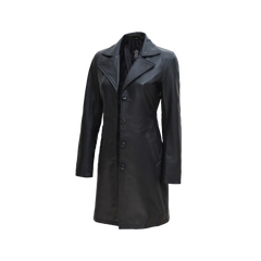 Jackson Black Real Leather Car Coat for Women