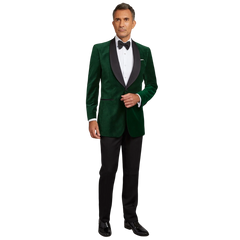 Jacobson Men's Green Velvet Tuxedo with Shawl Lapel