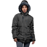 Jasmine Gray Faux Fur Hooded Puffer jacket