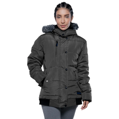 Jasmine Gray Faux Fur Hooded Puffer jacket