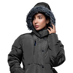 Jasmine Gray Faux Fur Hooded Puffer jacket