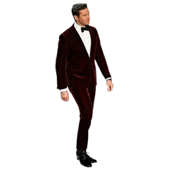 Jerkins Men's Two Piece Maroon Velvet Tuxedo
