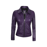 Jose Women's Harrington Leather Jacket Purple
