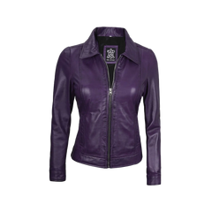 Jose Women's Harrington Leather Jacket Purple