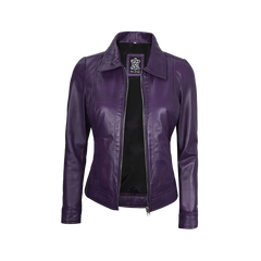 Jose Women's Harrington Leather Jacket Purple
