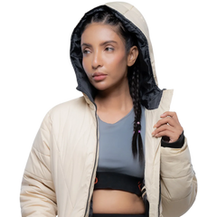 Julia Lightweight Cream Puffer Jacket For Women