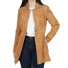 Kandis Light Brown Women's Suede Car Coat
