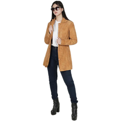 Kandis Light Brown Women's Suede Car Coat