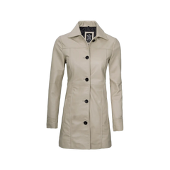 Kandis Women's Biege Real Leather Car Coat