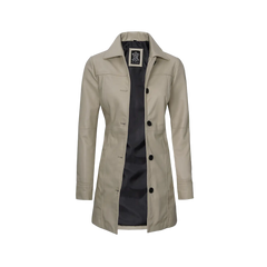 Kandis Women's Biege Real Leather Car Coat