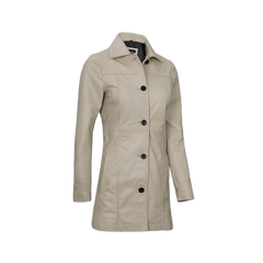 Kandis Women's Biege Real Leather Car Coat