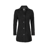 Kandis Women's 3/4 Length Black Suede Car Coat