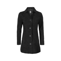 Kandis Women's 3/4 Length Black Suede Car Coat